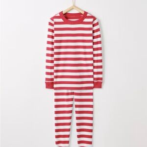 Hanna Andersson Red and White Striped Long-Sleeve Pajama Set - size 6/7